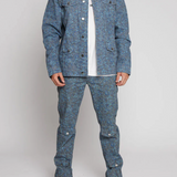Verdant Speckled Denim Jacket With Four Pockets - Grey