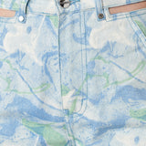 Kendall Marble Straight Wide Leg Jeans - Blue