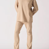 Demi Waffle Flared Joggers - Beige