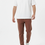 Ashline Tapered Ribbed Cuffed Joggers   - Brown
