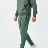 Haze Popper Neck Oversized Hoodie - Khaki Green