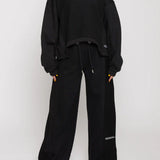Vita Panelled Asymmetric Hem Cropped Sweatshirt - Black