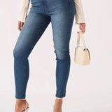 Hunni High Rise Stretch Skinny Jeans - Mid Blue
