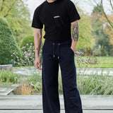 WIDE LEG JOGGERS - DARK NAVY