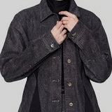 Sculpt Contrast Denim Jacket Tapered Waist - Black