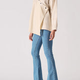 Fjord Cotton And Check Asymmetric Shirt - Beige