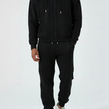 Mist Oversized Zip Up Hoodie for Men - Black