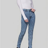 Triadia High Waisted Petite Skinny Jeans - Light Blue