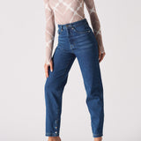 Loom High Waisted Straight Leg Jeans - Dark Blue Wash