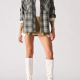 Flint Sherpa Checked Oversized Shirt - Dark Green