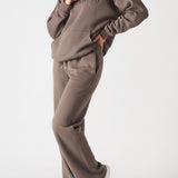 Cinder Embossed Quarter Zip Oversized Sweatshirt - Brown