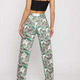 Dune Printed Slit Hem Jeans - Green