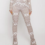 Mira Fit And Flare Printed Legging - Taupe