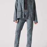 Cora Speckle Print Denim Jacket - Grey Speckle