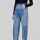 Shore Heart Print Tapered Jeans - Blue