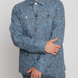Verdant Speckled Denim Jacket With Four Pockets - Grey