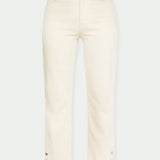 Monja High Waisted Popper Hem Relaxed Straight Leg Jeans - Ecru