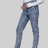 Rhea High Waist Skinny Jeans - Blue Acid Wash