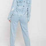 Riverstone Distressed Denim Jacket - Light Blue
