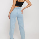 Sable Distressed Straight Leg Jeans Light Wash - Light Blue