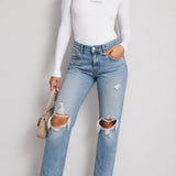 Elara Long Sleeve Bodysuit Crew Neck - White