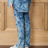 Haven Bleach Wash Popper Hem Oversized Jeans - Dark Blue