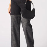 Zaria 2-in-1 Detachable Wide Leg Jeans - Black Acid Wash