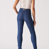Flint High Waisted Biker Skinny Jeans - Dark Blue