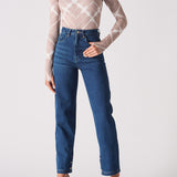 Loom High Waisted Straight Leg Jeans - Dark Blue Wash