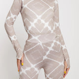 Kinsley Printed High Rise Cycling Shorts - Taupe
