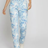 Everly Marble Straight Leg Jeans - Light Blue