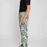 Mist Printed Men's Straight Jeans - Green