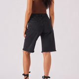 Selma Longline Denim Jorts – Black