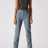 Gina Raw edges Denim Corset Top - Black Wash