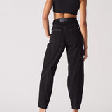 Echo High Waisted Heart Stitch Straight Leg Jeans - Black