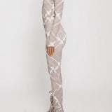 Cassia Printed Mock Neck Bodysuit - Taupe
