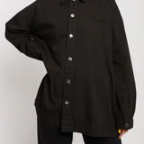 Harbor Cotton Oversized Shirt - Black