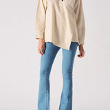 Fjord Cotton And Check Asymmetric Shirt - Beige