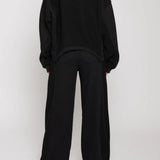Vita Panelled Asymmetric Hem Cropped Sweatshirt - Black