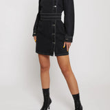 Orla Asymmetric Denim Dress Belted - Black