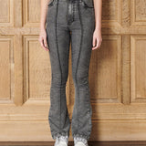 Horizon Pintuck Fit & Flare Jeans - Acid Grey