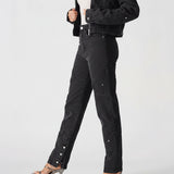 Fiora Regular Fit Denim Jacket Front Zip - BLACK