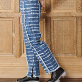 Mist Raw Edge Straight Leg Jeans- Blue White