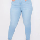 Dolena Plus Size Stretch Denim High Rise Skinny Jeans - Light Blue