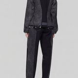 Sculpt Contrast Denim Jacket Tapered Waist - Black