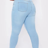 Taffy Stretch Denim High Rise Plus Size Skinny Jeans - Light Blue