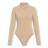 Vita Long Sleeve Mock Neck Bodysuit – Beige
