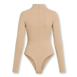 Vita Long Sleeve Mock Neck Bodysuit – Beige