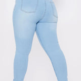 Dolena Plus Size Stretch Denim High Rise Skinny Jeans - Light Blue