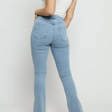 Aurelia High Waisted Split Hem Flare Jeans - Light Blue